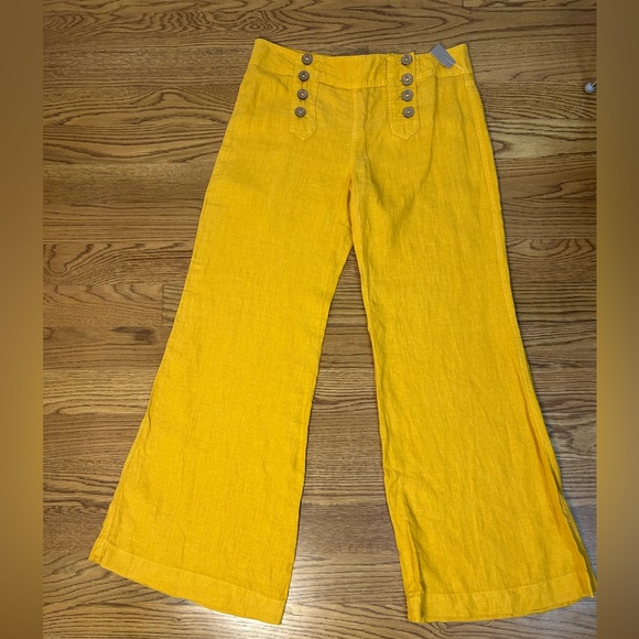NWOT Anthropology Elevenses Yellow-Mustard 100% Linen...